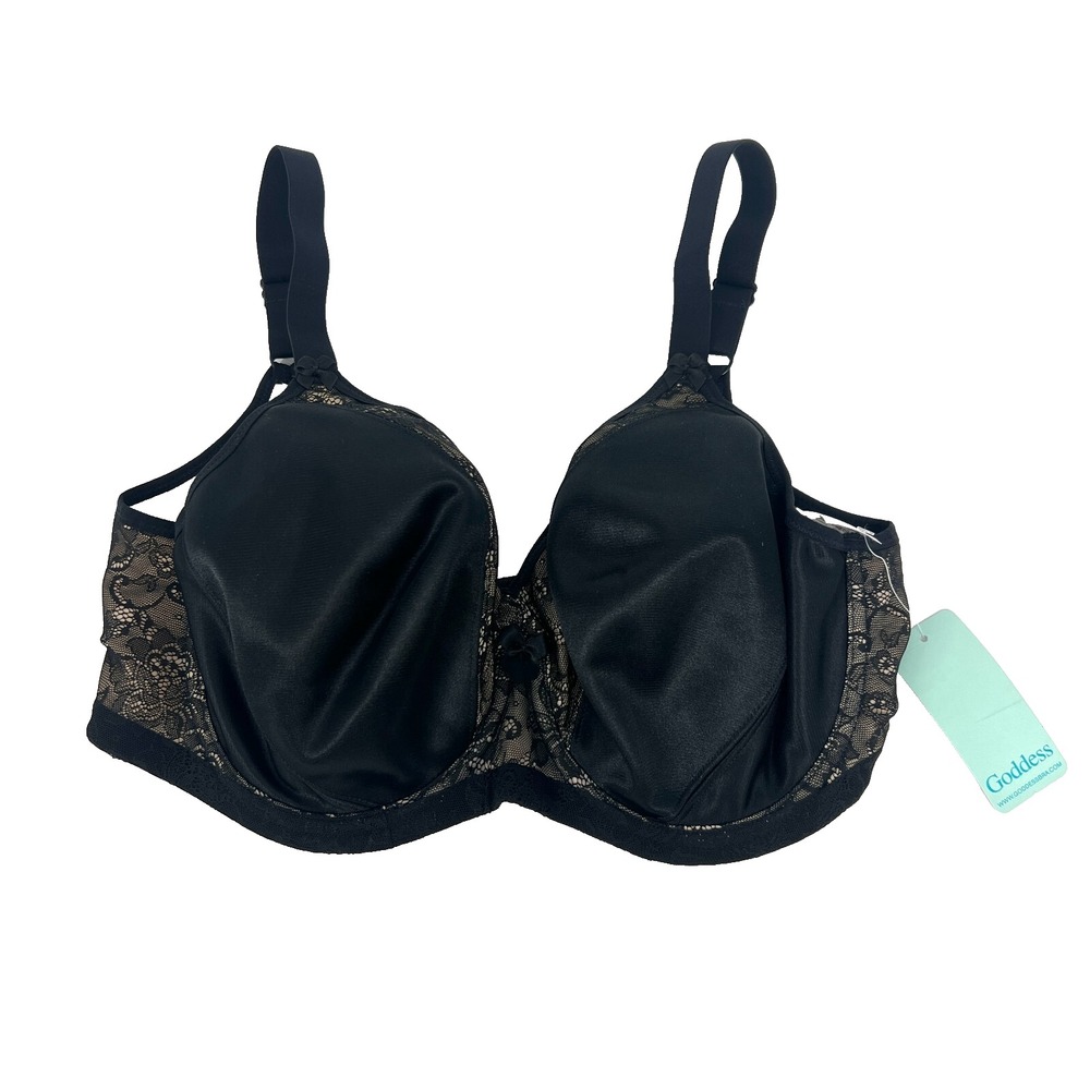 Goddess Yvette Moulded Bra Size 36DDD Black Banded‎ Underwire Lace GD6750BLK New